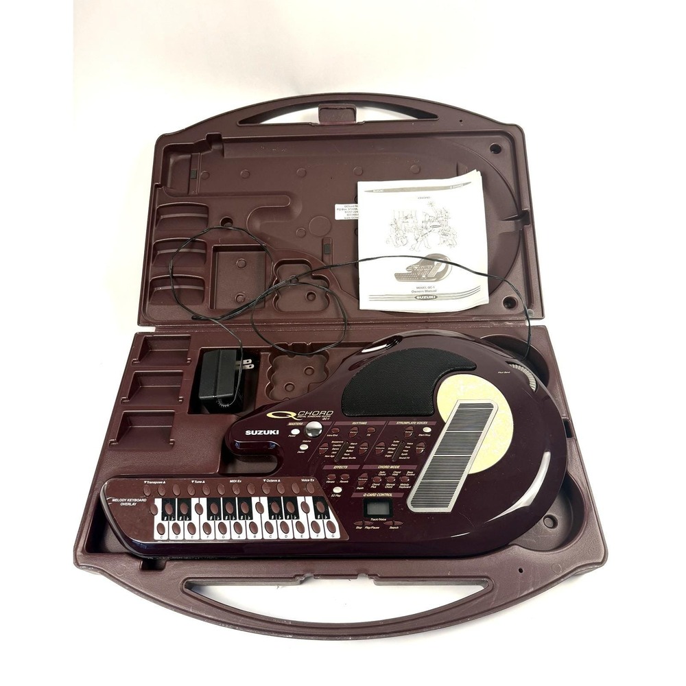 Suzuki QChord QC-1 Digital Songcard Guitar Burgundy Rare HTF w/ Hard Case